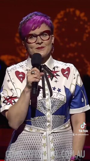 Cal Wilson Instagram - A teeny jokette from my @melbcomedyfestival Gala set, and weirdly, also my new show Supposably. Ticket link in bio. 
#StandUpComedy #Comedy #StandUp #Funny #Melbourne #MelbourneComedyFestival #Melbourne 

(Video: Cal in her fave new cartoony country and western, somehow old school sailors’ tattooey, dress, onstage at the Gala. The stage backdrop is bright and colourful, and let’s face it, so is Cal)

Filmed at the 2023 Melbourne International Comedy Festival. Watch the full show on ABC iview.