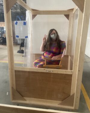 Cameron Britton Instagram - Shooting during COVID was memorable for sure, particularly seeing Aidy in a safety box but still rocking that positive attitude. Shrill in a nutshell. #shrill #hulu #safetyfirst