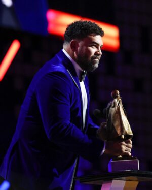Cameron Heyward Instagram - This is the greatest honor of my life. An honor made possible by the support of so many people. It really did take a village to bring me here. 

Thank you to the NFL, Nationwide, Nikki and Eileen at The Heyward House, and the entire Steelers organization: Mr. Rooney and his family, my teammates, Coach Tomlin, and Steeler Nation.

I wouldn’t be here without my family, my rock. My mom is a true force of nature. Thank you to my grandparents, my brothers, my wife, and my kids, who inspire me to be the best version of myself on a daily basis. And even though he is no longer physically here with us, my dad continues to guide me throughout my life.

My dad wore #34. Ever since he died, I always felt #34 was next to me, helping me overcome every challenge and grab every opportunity. Turns out, another #34 is right there with him — inspiring me to help as many people as possible and to encourage others to do the same. Walter Payton understood better than anyone that while we make a living by what we get, we make a life by what we give.  
 
Special thank you to the Payton family. This award is a testament to the wonderful work that Walter did and that you continue to do in his name. Through the Walter and Connie Payton Foundation, Connie, Brittney, and Jarrett are carrying on Walter’s legacy of helping those less fortunate, especially children.  

To the entire team of Man of the Year winners and finalists running along with me… we’re all in this together. Thank you all for the positive impact you are making on your communities.  As Connie likes to say, “We are all blessed to be a blessing.”
  
To every kid who is hurting, struggling, or going through something you will always have me in your corner. This award is for you. God bless you, and thank you all.