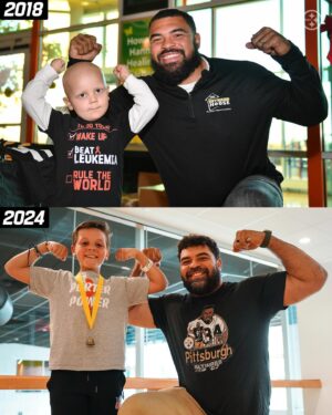 Cameron Heyward Instagram - On Friday, @camhey97 surprised Porter at @childrenspgh to celebrate the end of his chemo treatment by being there to see him ring the bell.

Heyward has known Porter for a few years and made sure he was there for this special moment.
