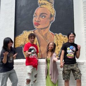 Camille A. Brown Instagram - I have always been proud to represent Southeast Jamaica, Queens, New York! “Queens is in da buildin!!!’” A very special thank you to  @jamaicaartscenter for including me in this series and for this massive acknowledgment! Many thanks to JCAL's Executive Director, Leonard Jacobs, JCAL's Artistic Director, Courtney Ffrench , NYC Parks Department Senior Public Art Coordinator, Elizabeth Masella, and Wendy A. Berot. Council Member, Nantasha Williams, District Leader and former Council Member, I. Daneek Miller, NYC Parks Queens Borough Commissioner, Michael Dockett

I am very honored to be on the wall with LL COOL J, Sweet Tee, Q-Tip, Jackie Robinson, Gregg Vance (Coach Chuck), Lani Guinier, W. E. B Du Bois, Naomi Osaka, and Count Basie! 

And shout out to the super talented artists who created the murals: 

Eric Black 
Justice Levenson 
Tyler Blau (LAG!) 
Nicole Wang 

Original pic by @josefinasantos 

Shout out to my family and dance family who came out to support! 

I was asked what was my hope when Black youth look at this mural. That all things are possible and to BELIEVE!!! There will always be challenges, but keep living your dreams, shoot for the universe, and be yourself in all spaces.

If you’re ever in Jamaica, Queens stop by Daniel O'Connell Playground and check out
#queensreflections 

Gratitude!