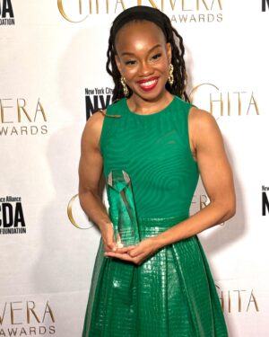 Camille A. Brown Instagram - Last week was amazing!!! I am absolutely thrilled and honored to receive the @chitaawards for my work on @hellskitchenbway !!! THANK YOU for this award!Congratulations to all the nominees and awardees especially @nez_davis,  the dance ensemble of HK,  @mayte_n @tilly_ek ! Much gratitude to @aliciakeys Michael Greif, @saymorediaz and my team @rickeytripp @sfaithb2 @kamilleupshaw @nasha415 .

I dedicated the award to Georgiana Pickett- a tremendous force in the arts who was one of the first people I told (back in 2010) that I wanted to try working in the musical theater/commercial arena. She encouraged me to speak my aspirations into existence. Lifting her name up always and forever. Georgiana, THANK YOU for encouraging me to keep dreaming!!!

Photo 2 @therealdebbieallen 
Photo 3 @bebeneuwirth 
Photo 4 @lapope48 
Photo 5 @robertwlafosse 
Photo 6 Mayte Natalio
Photo 7 @lorraine.brown.9634

Make up @harristevenb 
Styled by @jakesokoloff