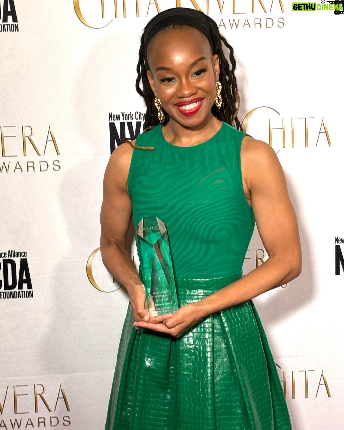 Camille A. Brown - 3.6K Likes - Last week was amazing!!! I am absolutely thrilled and honored to receive the @chitaawards for my work on @hellskitchenbway !!! THANK YOU for this award!Congratulations to all the nominees and awardees especially @nez_davis, the dance ensemble of HK, @mayte_n @tilly_ek ! Much gratitude to @aliciakeys Michael Greif, @saymorediaz and my team @rickeytripp @sfaithb2 @kamilleupshaw @nasha415 .
I dedicated the award to Georgiana Pickett- a tremendous force in the arts who was one of the first people I told (back in 2010) that I wanted to try working in the musical theater/commercial arena. She encouraged me to speak my aspirations into existence. Lifting her name up always and forever. Georgiana, THANK YOU for encouraging me to keep dreaming!!!
Photo 2 @therealdebbieallen
Photo 3 @bebeneuwirth
Photo 4 @lapope48
Photo 5 @robertwlafosse
Photo 6 Mayte Natalio
Photo 7 @lorraine.brown.9634
Make up @harristevenb
Styled by @jakesokoloff