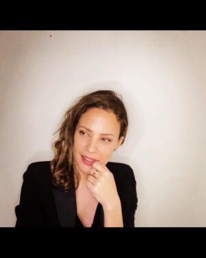 Camille De Pazzis Instagram - Essais 🎥 #newpart #newworld #tuxedo 💋 #gold #actress