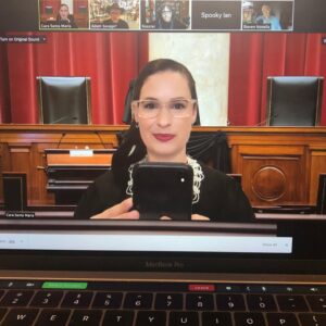 Cara Santa Maria Instagram - No place to wear my Halloween costume this year, but at least I got to represent my hero during a @theskepticsguide livestream yesterday. #RBG #RestInPower #Idissent #WhenThereAreNine
