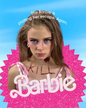 Carina Battrick Instagram - And Finally-halloween barbie-is here! Supplies are limited 😉.
.
.
.

#barbiemovie #pink #carinabattrick #blond #blondehair #blueeyes #margot #masgotrobbie #blond #robbie #barbieworld #barbiepink #halloween #halloween2023 #costume #dressup #horrormovies #horror #knife #scary #carolinecross #mattel
