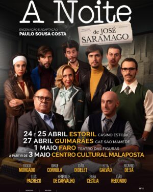Carla Matadinho Instagram - Que noite incrível!
Ontem e hoje no Casino Estoril, celebramos a Liberdade, celebramos o virar de página na noite de 24 para 25 de abril, 50 anos depois.
A Revolução está na rua. 
A Revolução está no palco.
A máquina está a andar!

A NOITE, uma produção Yellow Star Company 
Texto de José Saramago
Uma encenação e adaptação de Paulo Sousa Costa
Com assistência de encenação de Luís Pacheco
Elenco: Diogo Morgado, Jorge Corrula, João Didelet, Luís Pacheco, Elsa Galvão, Henrique de Carvalho, Ricardo de Sá, Sara Cecília e João Redondo

Últimas datas de digressão: 
Guimarães, dia 27 de abril e Faro, dia 1 de maio.
Nova temporada no Centro Cultural Malaposta já a partir do próximo dia 3 de maio.
Reserve connosco: 938 667 315 bilheteira@yellowstarcompany.com
M/12

@cascais
@casino
@jfcascais
@mobi
@tvi
m80
@donav

Fotos @josecorreia75 
Look:
@companhiasolucoes 
@lionofporches