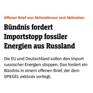 Carla Reemtsma Instagram - Mit einem breiten Bündnis fordern wir den Stopp der Importe von Kohle, Öl und Gas aus Russland.

Wer über den völkerrechtswidrigen Angriffskrieg spricht, spricht über die Menschen in den beschossenen Städten, Putin, das Militär, die verhafteten Protestierenden in Russland, die zusammengebrochene Energieversorgung, die Sanktionen, die Getöteten, Diplomatie und und und. 
Wer über den Krieg sprechen will, muss auch über die energiepolitischen und -wirtschaftlichen Hintergründe sprechen. 

Dieser Krieg ist ein fossiler Krieg: Die Erlöse, die Putins Regierung durch den Export fossiler Energien macht, finanzieren ihn. Mehr als eine Milliarde Euro zahlt die EU für Kohle,  Öl und Gas aus Russland – täglich.

Deswegen ist klar: Eine der Antworten auf diesen Krieg kann nur der Ausstieg aus fossil Energien und der radikale Ausbau der Erneuerbaren sein. 

Stop War, Stop Fossil Fuels! ✊