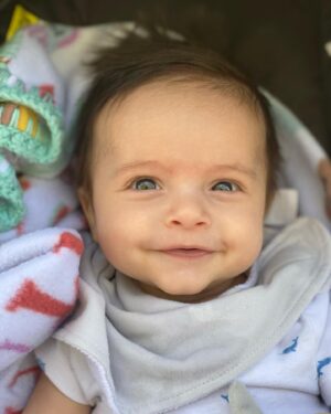 Carlee Baker Instagram - What a difference a year makes! Today at one day shy of 4 months old versus the first photo ever taken of Beckett on April 2, 2022 when he was a mere 4 tiny cells on my transfer day! Bonus pic of the world’s happiest mommy at the end 💙

#beckettjones #littlelauzirika #transferversary