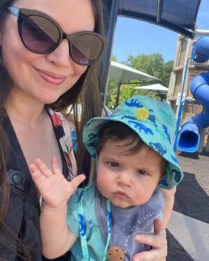 Carlee Baker Instagram - Took a Monday morning trip to the library, then hung out for a few minutes swinging in the shade at the park. Beckett thought it was too damn hot, and I agreed.