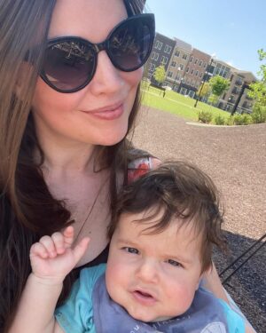Carlee Baker Instagram - Took a Monday morning trip to the library, then hung out for a few minutes swinging in the shade at the park. Beckett thought it was too damn hot, and I agreed.