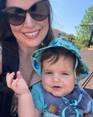 Carlee Baker Instagram - Took a Monday morning trip to the library, then hung out for a few minutes swinging in the shade at the park. Beckett thought it was too damn hot, and I agreed.