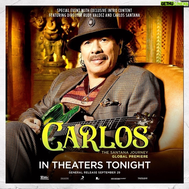 Carlos Santana - 4.7K Likes - From Team Santana: Tonight, the three-day premiere event,”CARLOS: The Santana Journey Global Premiere”, debuts in cinemas worldwide.
For tickets and locations visit www.CarlosFilm.com and tell us where you are watching.
#CARLOSFilm