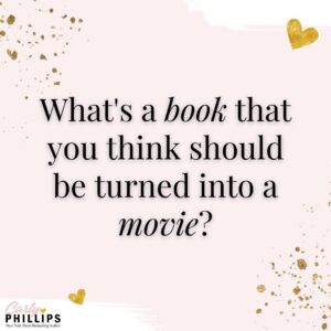 Carly Phillips Instagram - 𝐂𝐚𝐫𝐥𝐲'𝐬 𝐐𝐮𝐞𝐬𝐭𝐢𝐨𝐧 𝐨𝐟 𝐭𝐡𝐞 𝐖𝐞𝐞𝐤 🤔 💭

𝙒𝙝𝙖𝙩'𝙨 𝙖 𝙗𝙤𝙤𝙠 𝙮𝙤𝙪 𝙩𝙝𝙞𝙣𝙠 𝙨𝙝𝙤𝙪𝙡𝙙 𝙗𝙚 𝙩𝙪𝙧𝙣𝙚𝙙 𝙞𝙣𝙩𝙤 𝙖 𝙢𝙤𝙫𝙞𝙚? 🎬
Let me know the title and author in the comments below. 👇

#carlyphillips #romance #romancebooks #romancereaders #romancerecs #bookish #bookworm #booklover #bookaddict #bookstagram
