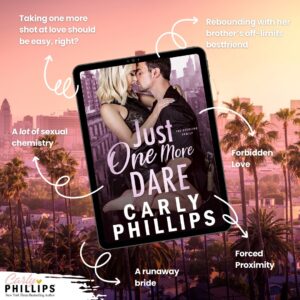 Carly Phillips Instagram - Did you love Just One More Moment?
Get ready for Book Two - 𝐉𝐔𝐒𝐓 𝐎𝐍𝐄 𝐌𝐎𝐑𝐄 𝐃𝐀𝐑𝐄... 🔥👀👇
𝙍𝙚𝙡𝙚𝙖𝙨𝙚 𝘿𝙖𝙩𝙚: September 17, 2024

"𝘼 𝙧𝙪𝙣𝙖𝙬𝙖𝙮 𝙗𝙧𝙞𝙙𝙚. 𝙃𝙚𝙧 𝙤𝙡𝙙𝙚𝙧 𝙗𝙧𝙤𝙩𝙝𝙚𝙧’𝙨 𝙤𝙛𝙛-𝙡𝙞𝙢𝙞𝙩𝙨 𝙛𝙧𝙞𝙚𝙣𝙙. 𝙏𝙖𝙠𝙞𝙣𝙜 𝙤𝙣𝙚 𝙢𝙤𝙧𝙚 𝙨𝙝𝙤𝙩 𝙖𝙩 𝙡𝙤𝙫𝙚 𝙨𝙝𝙤𝙪𝙡𝙙 𝙗𝙚 𝙚𝙖𝙨𝙮, 𝙧𝙞𝙜𝙝𝙩? 𝙉𝙤𝙩 𝙤𝙣 𝙖 𝙙𝙖𝙧𝙚."

💘 𝐓𝐫𝐨𝐩𝐞𝐬:
✔️ Runaway Bride
✔️ Friend’s Forbidden Younger Sister
✔️ Billionaire
✔️ Forced Proximity
✔️ Friends to Lovers
✔️ Sports Hero
✔️ He Falls First

𝐏𝐫𝐞-𝐨𝐫𝐝𝐞𝐫 𝐲𝐨𝐮𝐫 𝐜𝐨𝐩𝐲 𝐧𝐨𝐰! 👀👇
Link in Bio!

#carlyphillips #romance #romancebooks #romancereaders #romancerecs #bookish #bookworm #booklover #bookaddict #bookstagram