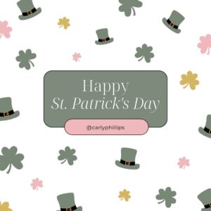 Carly Phillips Instagram - 🍀 𝐇𝐚𝐩𝐩𝐲 𝐒𝐭. 𝐏𝐚𝐭𝐫𝐢𝐜𝐤𝐬 𝐃𝐚𝐲! 🍀

𝘼𝙧𝙚 𝙮𝙤𝙪 𝙙𝙤𝙞𝙣𝙜 𝙖𝙣𝙮𝙩𝙝𝙞𝙣𝙜 𝙩𝙤 𝙘𝙚𝙡𝙚𝙗𝙧𝙖𝙩𝙚 𝙩𝙤𝙙𝙖𝙮?
Let me know in the comments below...

#carlyphillips #romance #romancebooks #romancereaders #romancerecs #bookish #bookworm #booklover #bookaddict #bookstagram