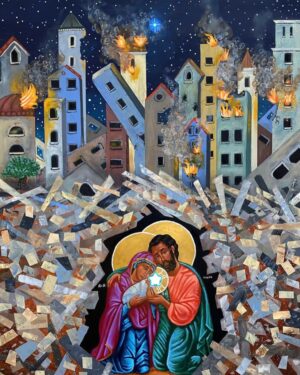 Cat Stevens Instagram - At this time of shared celebration and goodwill, as families and friends come together around the world, let’s not forget the birthplace of baby Jesus is under the rubble of enmity and gross injustice

Image: “Christ In The Rubble” Kelly Latimore 

#christmas #gaza #palestine #ceasefire #humanity #faith #peace
