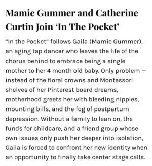 Catherine Curtin Instagram - So proud to be a part of this beautiful short….it is time to lift the veil here on post-partum everything!!! It’s so real….Love this film so much!!!! #INTHE POCKETFILM @juliebcavaliere @simon_taufique @mamiegummer @jayjurden @verycavaliere