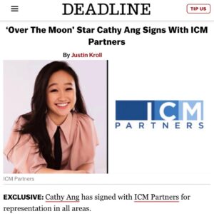 Cathy Ang Instagram - Feeling so grateful to know @rudinj @joshrahm @agentchrislee have my back ❤️ Thank you @icmpartners and @authenticmgmt for joining me on this crazy journey - the future is brighter together 💫 
.
Thank you @deadline and @andreabraff for spreading the brilliant news 🙏🙏🙏
.
.
.
#work #working #team #actress #actor #voiceover #film #tv #theatre #letsgo