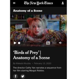 Cathy Yan Instagram - Anatomy of a Scene was a mini film school before film school and something I studied religiously to gain insight into other filmmakers. Thank you @mekadomurphy and @nytimes for letting me geek out over the craft. The funhouse was a true multi-departmental collaboration to create the insane, fluid, subjective, intense and cathartic experience I was hoping for. @margotrobbie @jurneebell @rosieperezbrooklyn @ellajaybasco and MEW absolutely killed themselves for it. And it’s one sequence I’m most proud of.