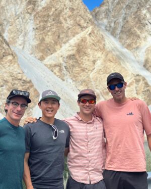 Cedar Wright Instagram - Expedition goals in order of priority. 1: come back 2: have fun 3: team work 4: adventure 5: explore 6: learn 7: Send.
 Pakistan Photo Carousel- 1: Rakaposi- 7788m the north face of which scrapes the largest vertical relief in the world dropping nearly 6000m or 19,600 feet directly to the valley which we stayed in.  2: Apricots grow wild everywhere in Hunza, and often on my walkabouts I’d stop to refuel on delicious apricots and mulberries straight from the tree. Here the locals are sun drying their local resource.  3: local military passing through.  Contrary to what you might think our stay in Pakistan felt very safe, and the local hospitality was epic.  Where we stayed was actually a full tourist hot spot for the huge growing Pakistani middle class that love to head to the mountains to escape the heat.  4: A mighty steed. Gives mad max vibes. 5: facial hair on point!  Local guards of the ancient Baltit Fort. 6: Happy Cloud? 7: the dream team… or? 😜❤️ @davidmt_chen @jeffreylongcor @rob___curran  8: a very scenic bridge for tourists.  We took the zip line😂 it was rowdy. 9: Attabad Lake, which only emerged in 2010 after a massive landslide!  Now there are tons of lakeside hotels and boats and jet skis for the massive local tourism industry! 10: spirit questing with Jeff who always went a little closer and deeper into the glacier than me.  In the end I’m happy to say all expedition priorities were achieved and I was very charmed by life on the ground, the rock and the air in the Hunza region of the Karakoram. @thenorthface