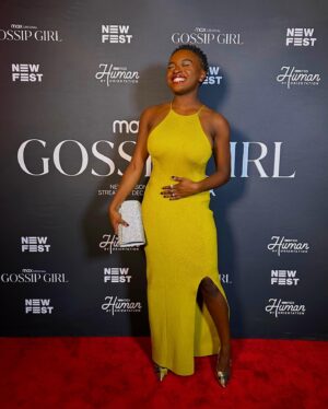 Celia Rose Gooding Instagram - xoxo, 🥂
•
@_graceduah you are a superstar, full stop. The gossip girl fam is so lucky to have you. The world is so lucky to behold your spirit, talent, and light. I love you, and love watching you win. Proud of you black girl. Rise, star, rise!
•
style superstar: @sierrasimonexo #styledbysierrasimone 
glam: me!
dress: @galvanlondon 
jewels: @davidyurman 
coat: @saulovillela x @adriennelandau 
bag: @judithleiberny 
shoes: @sergiorossi