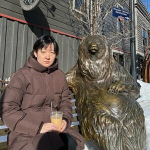 Celine Song Instagram - this week! 🩵 back in @sundanceorg 1 year later ⛷️ etc.