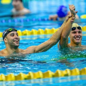 Chad Le Clos Instagram - What a day, 14th consecutive 100 fly national title, birthday presents, and shared gold Medal 🥇 with @waterbendar ❤️ one of the most memorable birthdays ever, thanks to Matt for a great race and to all the supports who cheered us on ❤️Paris here we come #gold #tie #paris2024