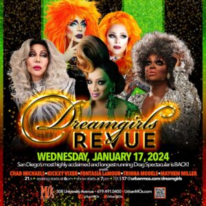 Chad Michaels Instagram - Catch a Dream this Wednesday at The #Dreamgirlsrevue at @urbanmos !!! 
Showtime 7PM FEATURED:
@landoncider 
@msjasminemasters 
@simplyfontasia 
@scottdollylevi 
and your Host @chadmichaelsallstar !!

San Diego’s Dreamgirls returns for our 19th Season at @mosuniverse so join us for our delicious cuisine, fabulous new cocktail menu, and the finest Drag Entertainment in So Cal!!

Reservations Encouraged at:
Urbanmos.com/dreamgirls

#dreamgirlsrevue #urbanmos #sandiegodrag #mosuniverse #celebrityimpersonator #sandiegonightlife #hillcrestnightlife #hillcrestsandiego #sandiegoartist #sandiegodragqueen #sandiegoeats #sandiegoentertainment #sandiego #sandiegodrag #sandiegotourism #rupaulsdragrace #chadmichaels #mosgirls #drag #dragqueen #sandiegoevents #dragqueensofinstagram #dragshow #sandiegofun #sandiegocabaret #sandiegoqueens #2024