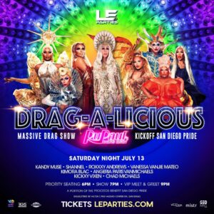 Chad Michaels Instagram - Hunnie let’s Boogie San Diego with @leparties and @rupaulsdragrace ALLSTARS!! The Girls will All be there with @kickxy_vixen and myself so grab your seats because this deluxe event will sell out!! See you there to kick off @sandiegopride !!

Tickets Available at:
LEParties.com