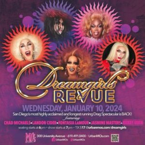 Chad Michaels Instagram - See you this week at @urbanmos for The #DreamgirlsRevue TONIGHT at 7PM and Friday night 1/12 for @rupaulsdragrace and #DuelingDivas with @themariamt !!
Let’s push and prance!!
See ya there!!

Reservations Available at:
Urbanmos.com/Dreamgirls

#dreamgirlsrevue #urbanmos #sandiegodrag #mosuniverse #celebrityimpersonator #sandiegonightlife #hillcrestnightlife #hillcrestsandiego #sandiegoartist #sandiegodragqueen #sandiegoeats #sandiegoentertainment #sandiego #sandiegodrag #sandiegotourism #rupaulsdragrace #chadmichaels #mosgirls #drag #dragqueen #sandiegoevents #dragqueensofinstagram #dragshow #sandiegofun #sandiegocabaret #sandiegoqueens #2024