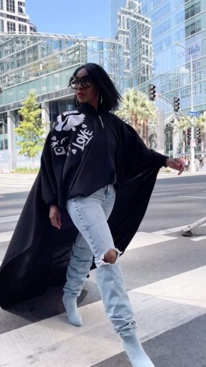 Charketa Glover Instagram - Don’t fight the feeling 🖤 Yes! This is a bomber jacket 😤 #Custom