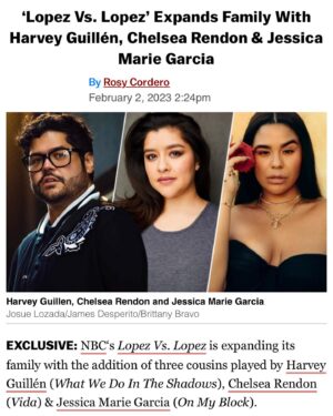 Chelsea Rendon Instagram - The primos are hereeeeee! So honored to be joining this family. Growing up it felt like you were part of @georgelopez family and I am officially am! Thank you @debbywolfe for having me and George & @mayanlopez for being amazing leaders! Let’s goooo! #lopezvslopez #nbc #latinXcellence ❤️🎉