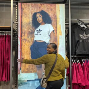 Cheryl Des Vignes Instagram - I can’t believe I’m really featured in an Adidas store 🥹 Such a cool experience with an amazing crew. I couldn’t have asked for a better first big shoot surrounded by cool people 🫶🏾
