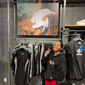 Cheryl Des Vignes Instagram - I can’t believe I’m really featured in an Adidas store 🥹 Such a cool experience with an amazing crew. I couldn’t have asked for a better first big shoot surrounded by cool people 🫶🏾