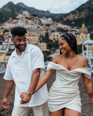 Cheryl Des Vignes Instagram - Saying some player shit to a girl I always wanted 🏁

Two weeks in Italy at the beginning of May also marks 1 year of our engagement. Decided we couldn’t go to a place as beautiful as the Amalfi Coast and not celebrate by finally taking engagement photos. Somehow we got down to these 10, but we’ve been staring at all 90 since we got them back lol. Maybe we’ll go through them all on YouTube 🤔

📸: @amalfitana_photographer 
🏎️: @spiderlifestyle