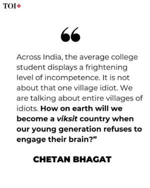 Chetan Bhagat Instagram - Posted @withregram • @toi_plus 
Millions of students, who have been to good schools and are going to good universities, are growing up on videos not books. There is no big purpose, no real interest in the world or in elections, writes @chetanbhagat

Head to our #linkinbio for more 

#india #indianstudents #indianyouth #youthsofindia #chetanbhagat #socialmedia #smartphones #selfie #lifestyle