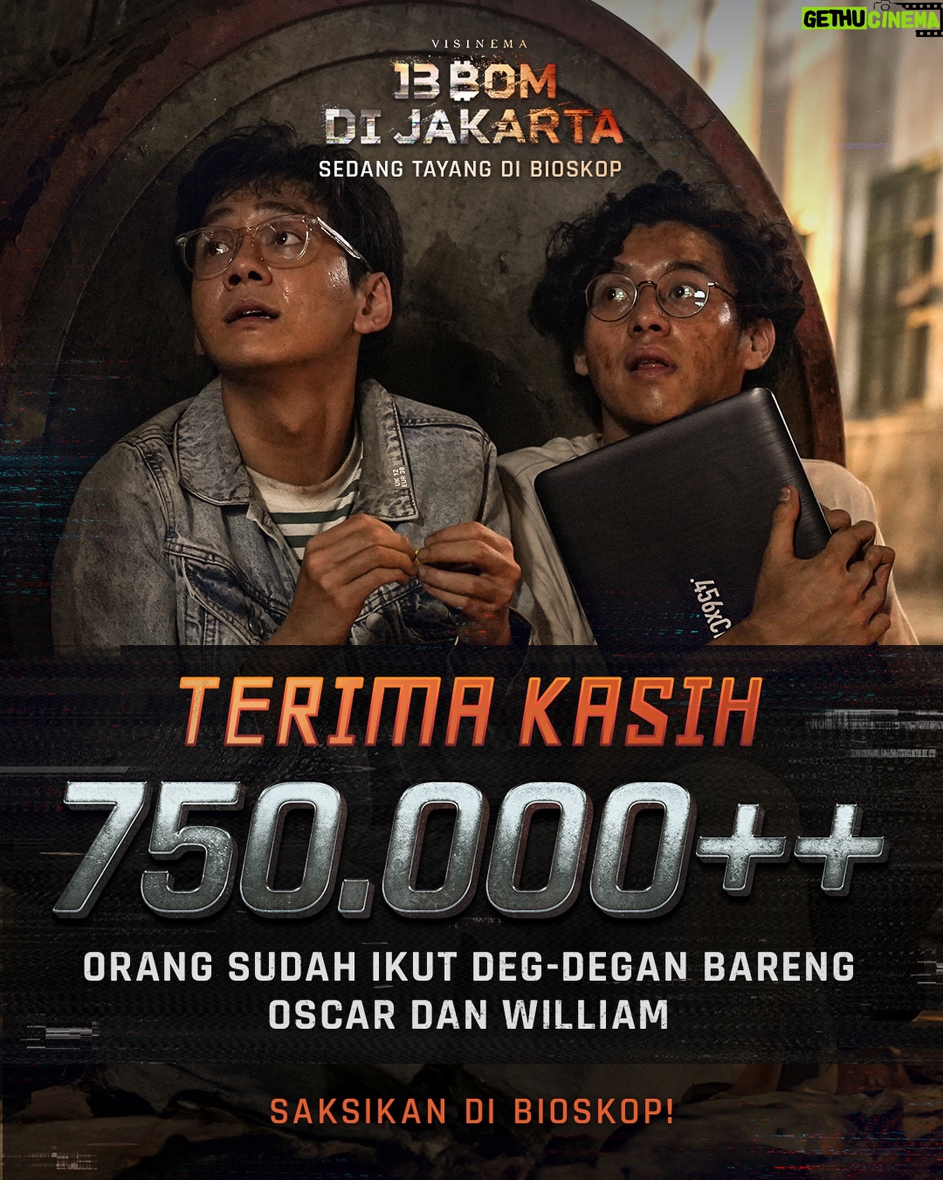 Chicco Kurniawan - 14K Likes - 💥TERIMA KASIH untuk 750.000 warga Dar Der Dor yang udah melihat aksi luar biasa Oscar dan William💥
Buat kamu yang belum nonton 13 Bom di Jakarta, langsung gaaassss sekarang ke bioskop terdekat!
#13BomdiJakarta
#13BomdiJakartaFilm
#SedangTayangdiBioskop