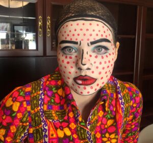 Chloë Levine Instagram - My character in ANTARCTICA has so many incredible costumes and makeup looks. My favorite was this Roy Lichtenstein getup. Makeup was by the brilliant @doriatlove and costumes by the extraordinary @for.ever.cassidy 

@antarcticamovie is now out on most digital platforms. Details in my story :)