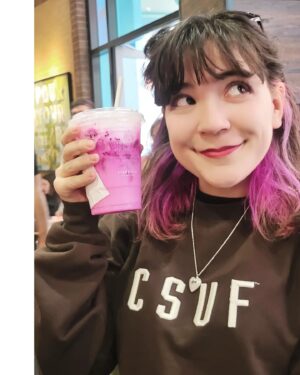 Chloe Noelle Instagram - When your hair matches your drink. The barista didn't put cold foam on top so I'm secretly holding back tears in this picture...