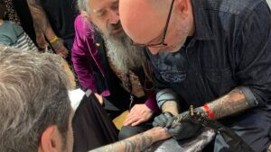 Chris Garver Instagram - Sunday morning tattoo convention hangover challenge! just tattoo Luke Atkinson and Filip Leu.  these guys are the best in case you haven’t heard of them.
Thank you @checkerdemontattoos  and Filip!