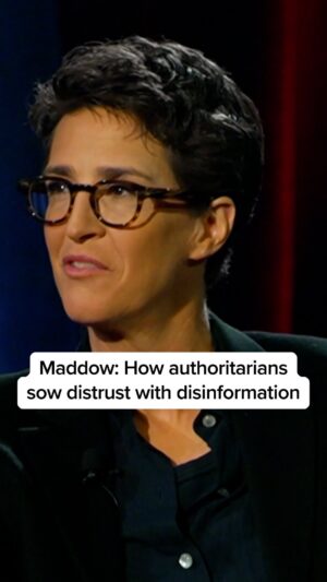 Chris Hayes Instagram - @maddowshow joined @chrislhayes for a live taping of his podcast “Why Is This Happening?”, to talk about how authoritarianism has succeeded in the past and how the same tactics are used today. 

According to Maddow, sowing distrust in institutions “is part of the authoritarian project, and it always has been.”