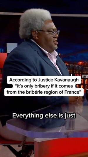 Chris Hayes Instagram - “According to Brett Kavanaugh and the conservatives, it’s only bribery if it comes from the bribérie region of France. Everything else is just sparkling corruption,” @elieactual tells @chrislhayes on @allinwithchris on the Supreme Court ruling that a $13,000 gift is not a bribe.