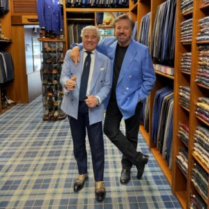 Christian De Sica Instagram - Grazie mille per la graditissima visita @christiandesica35official
#linoieluzzi #albazarmilano #7style #doublebreasted #jacket #menswear #menstyle #dapper #elegant #style #gentleman #milan #suit #viascarpa #linoandfriends