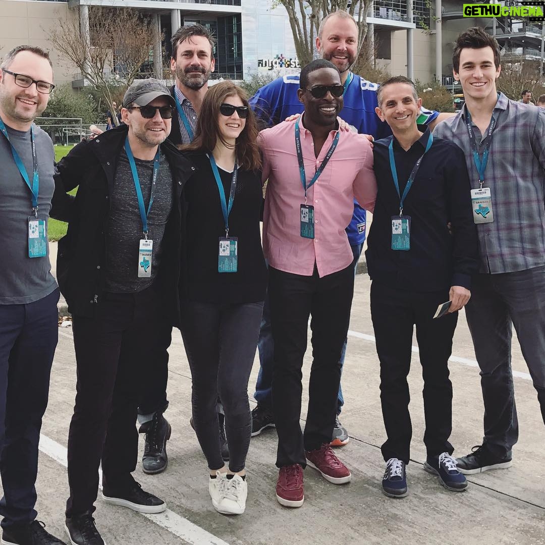 Christian Slater - 3.9K Likes - #superbowl51 off to a great start with @sterlingkb1 @alexannadaddario and Jon Hamm, the only one of us consistently able to look into the correct camera.