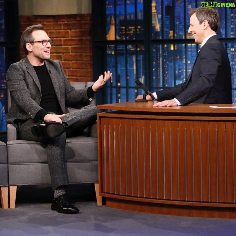 Christian Slater - 4.2K Likes - Had a great time last night with @sethmeyers on @latenightseth! Thanks for having me! Wearing @brooklyntailors @dior @vince styled by @theadamballheim šš»