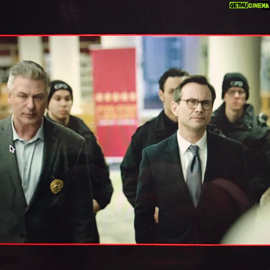 Christian Slater - 5.8K Likes - Shooting The Public in Cincinnati with @iamabfalecbaldwin and #emilioestevez. Serious faces because we are in character #acting
