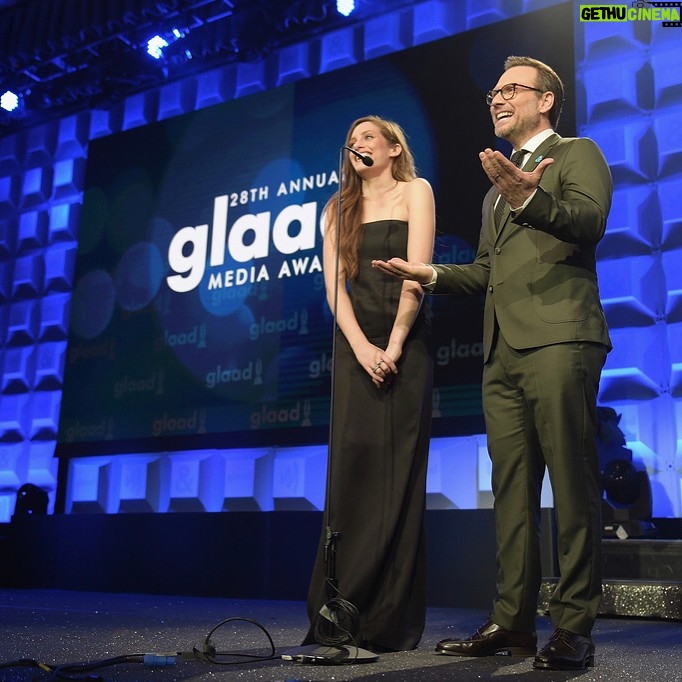 Christian Slater - 5.9K Likes - Can you tell that I had a great time at the GLAAD awards? Thank you @glaad for inviting me to present with @carlychaikin, thank you @helloross for the hug, thank you @brooklyntailors for proving that my wife was right when she told me I should buy a green suit, and most of all thank you @rosie @therealdebramessing and Billy Porter, gifted artist and deserved winner of the Vito Russo award, for the uplifting and inspirational words charging us to be better humans and stronger allies. Thank you for letting me be part of such a special evening.