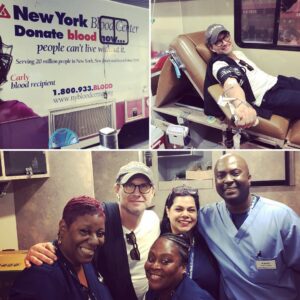 Christian Slater Instagram - First time for me I’m embarrassed to say but a great experience and lovely team. Thank you Lucy #blooddonation