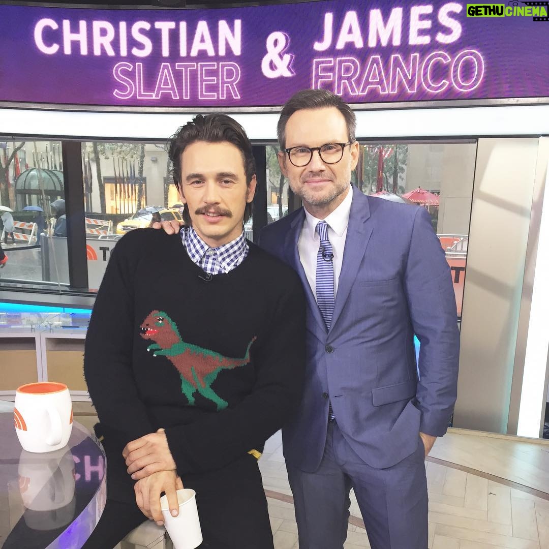Christian Slater - 8.3K Likes - Co-hosted the Today show with my favorites @tamronhall and @dylandreyernbc and talked with @jamesfrancotv about our roles as dueling porn producers in @kingcobraofficial! Wearing @calvinklein @prada styled by @theadamballheim #todayshow